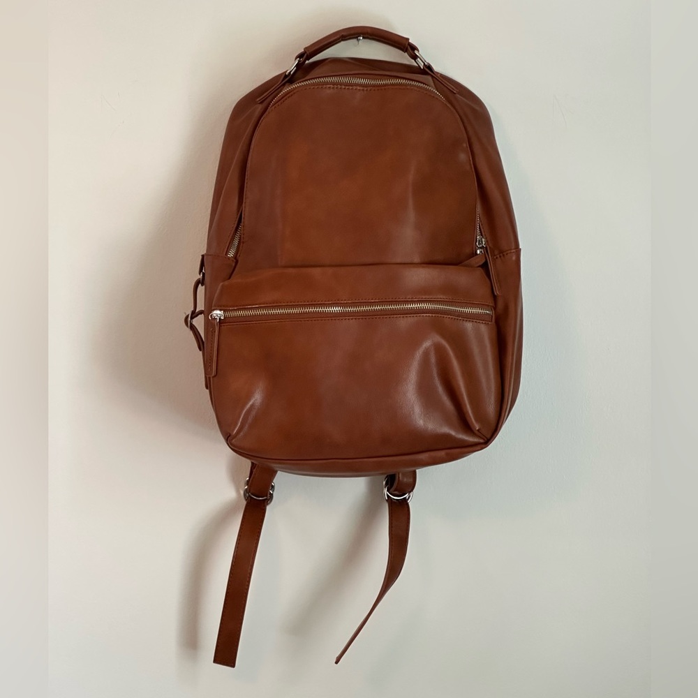 Modern Made Man Saddle Leather Backpack Bookbag